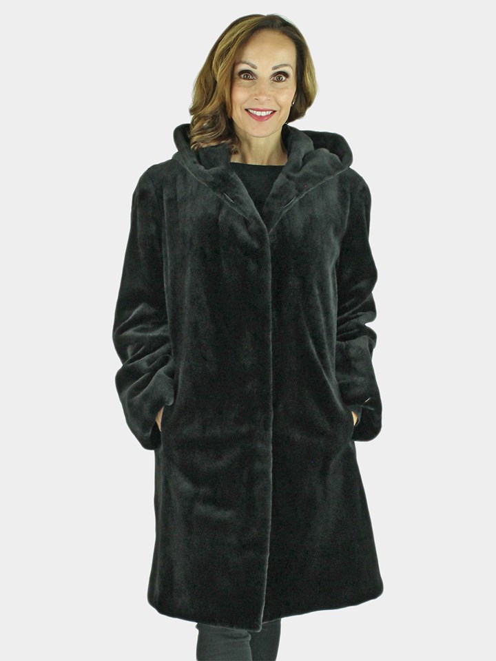 Woman's Black Sheared Mink Fur Stroller
