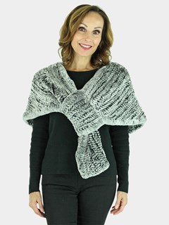 Woman's Chinchilla Dyed Knitted Rex Rabbit Fur Stole