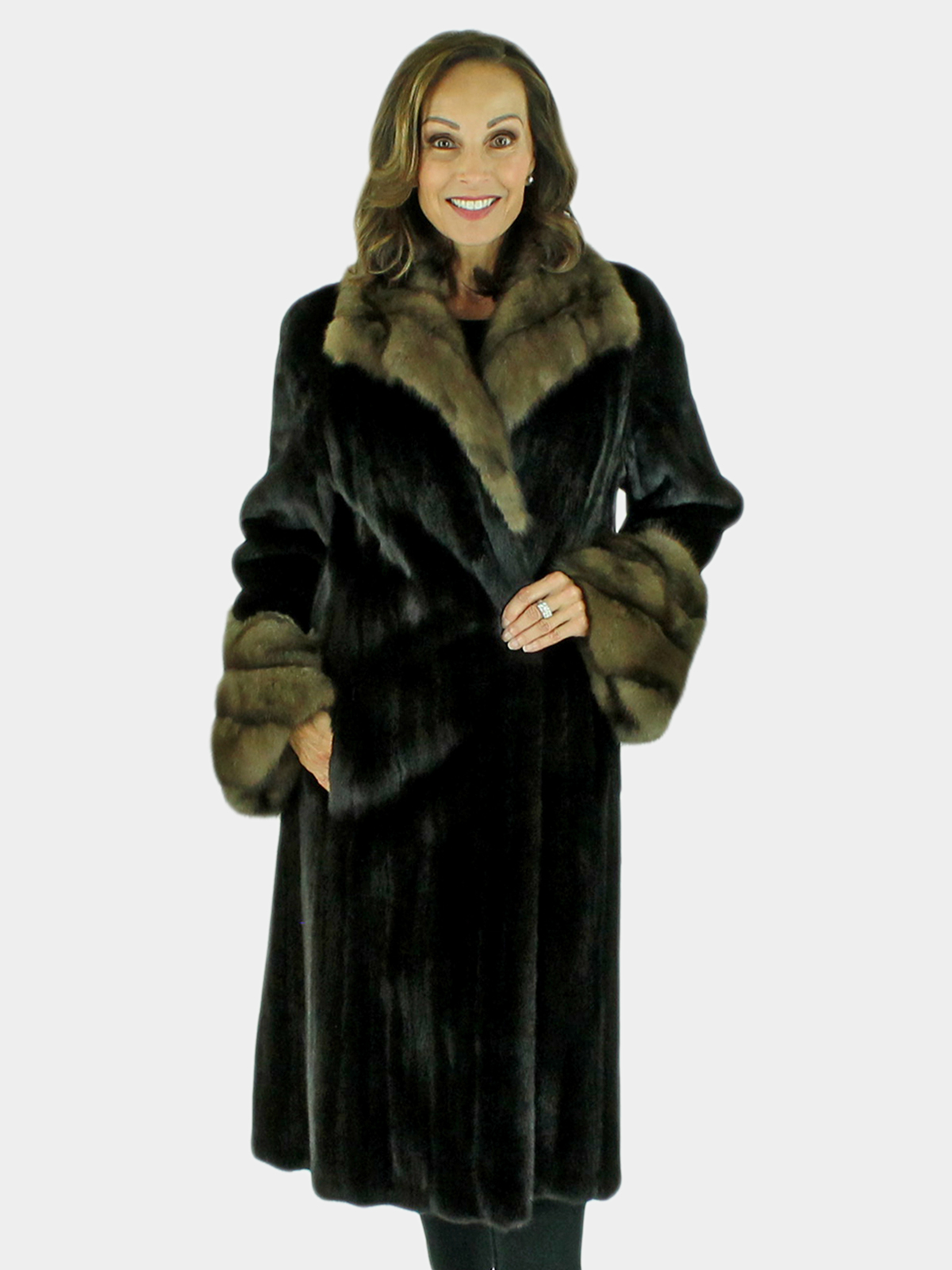 Mink fur jacket mink reversible jacket blue color - Furriers online