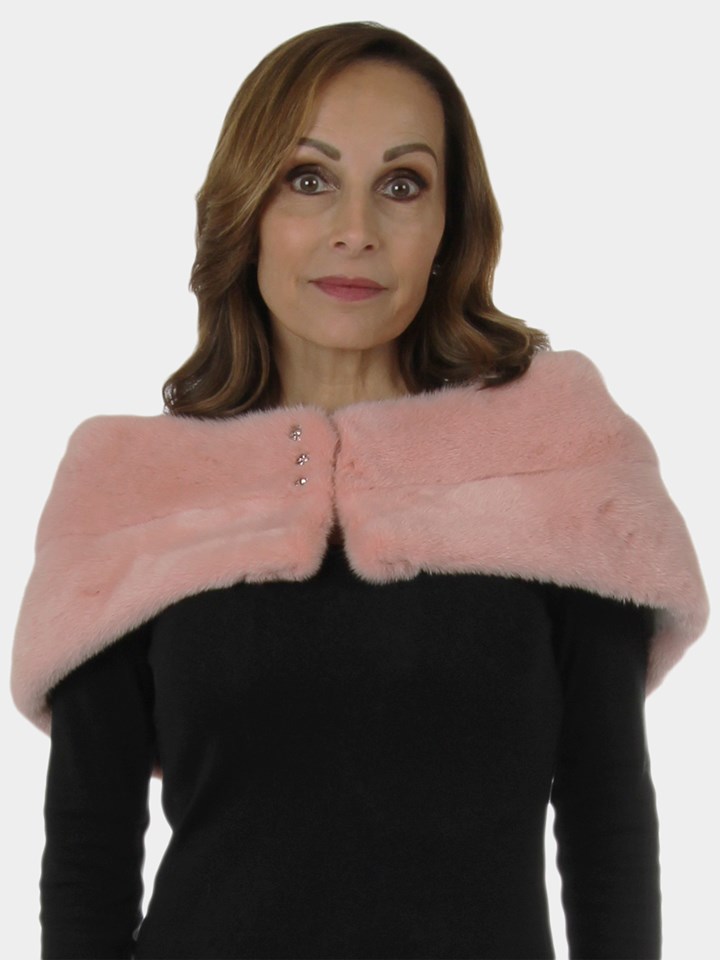 Woman's New Carolyn Rowan Lady Pink Mink Fur Stole