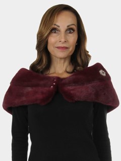 Woman's New Carolyn Rowan Raspberry Robie Mink Fur Stole