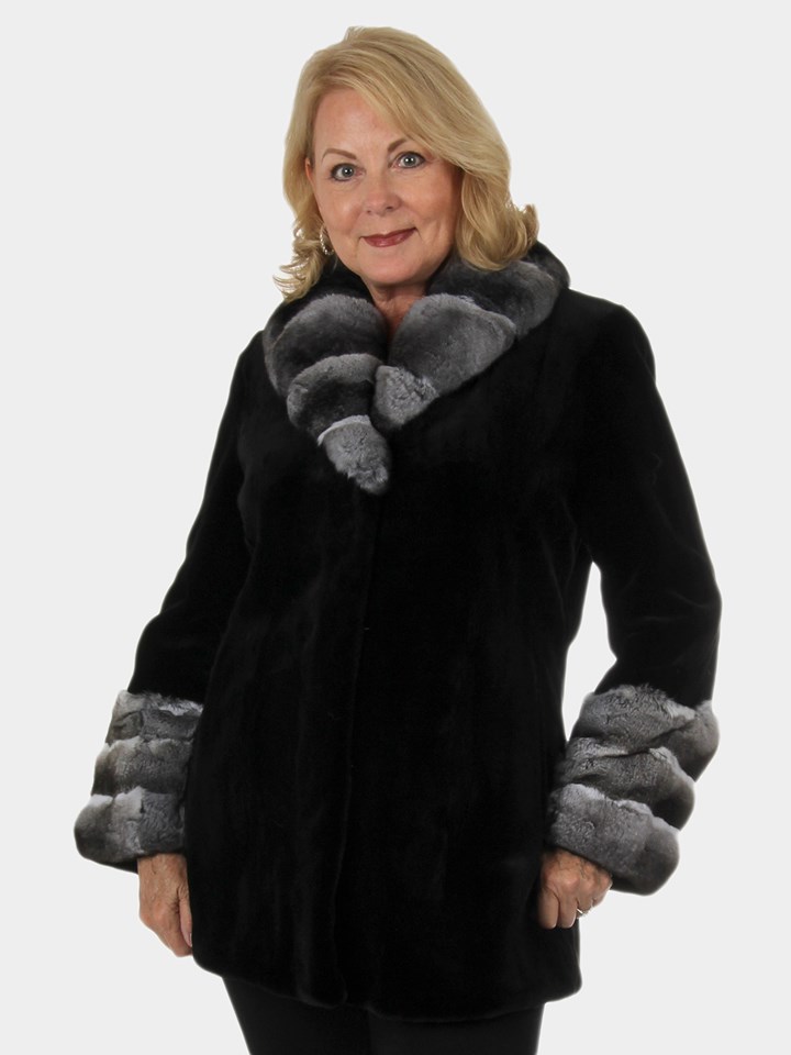 Woman's New Black Sheared Mink Fur Stroller