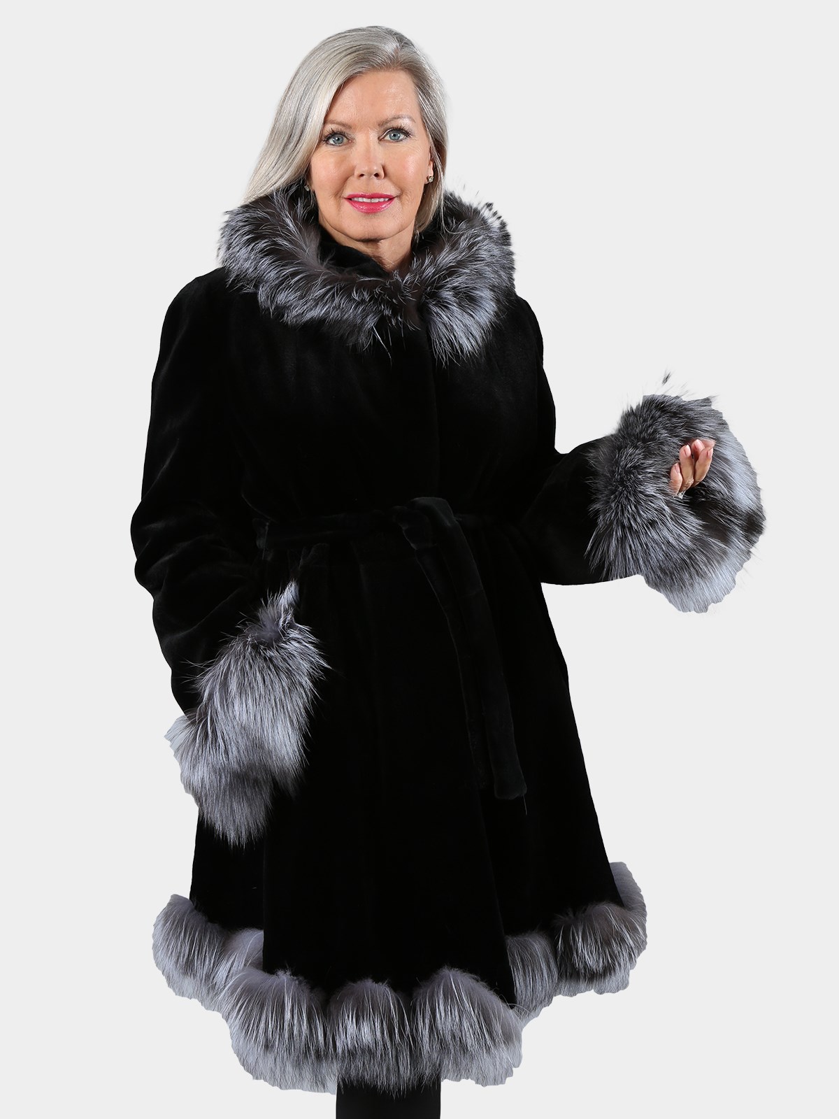 Woman's New Black Sheared Mink Fur Stroller