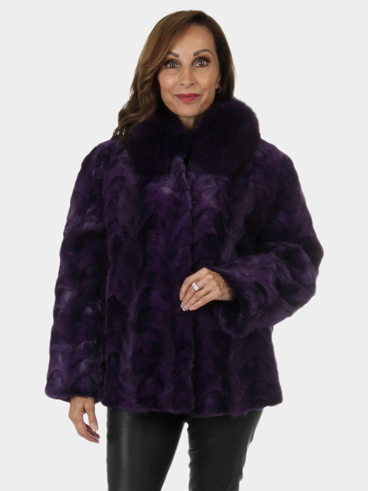 Women's Purple Sectioned Mink Fur Jacket | Day Furs