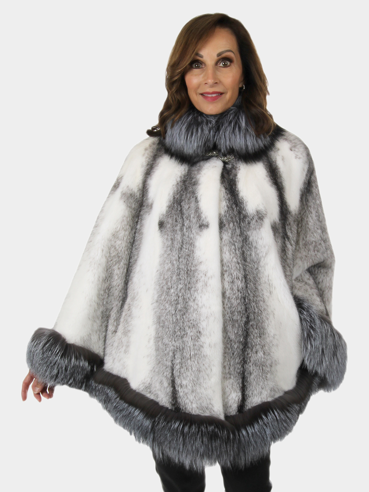 NoName Cape and poncho WOMEN FASHION Coats Cape and poncho Fur White/Gray Single discount 63% 
