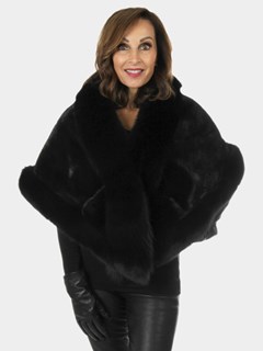 Woman's New Black Mink Fur Stole