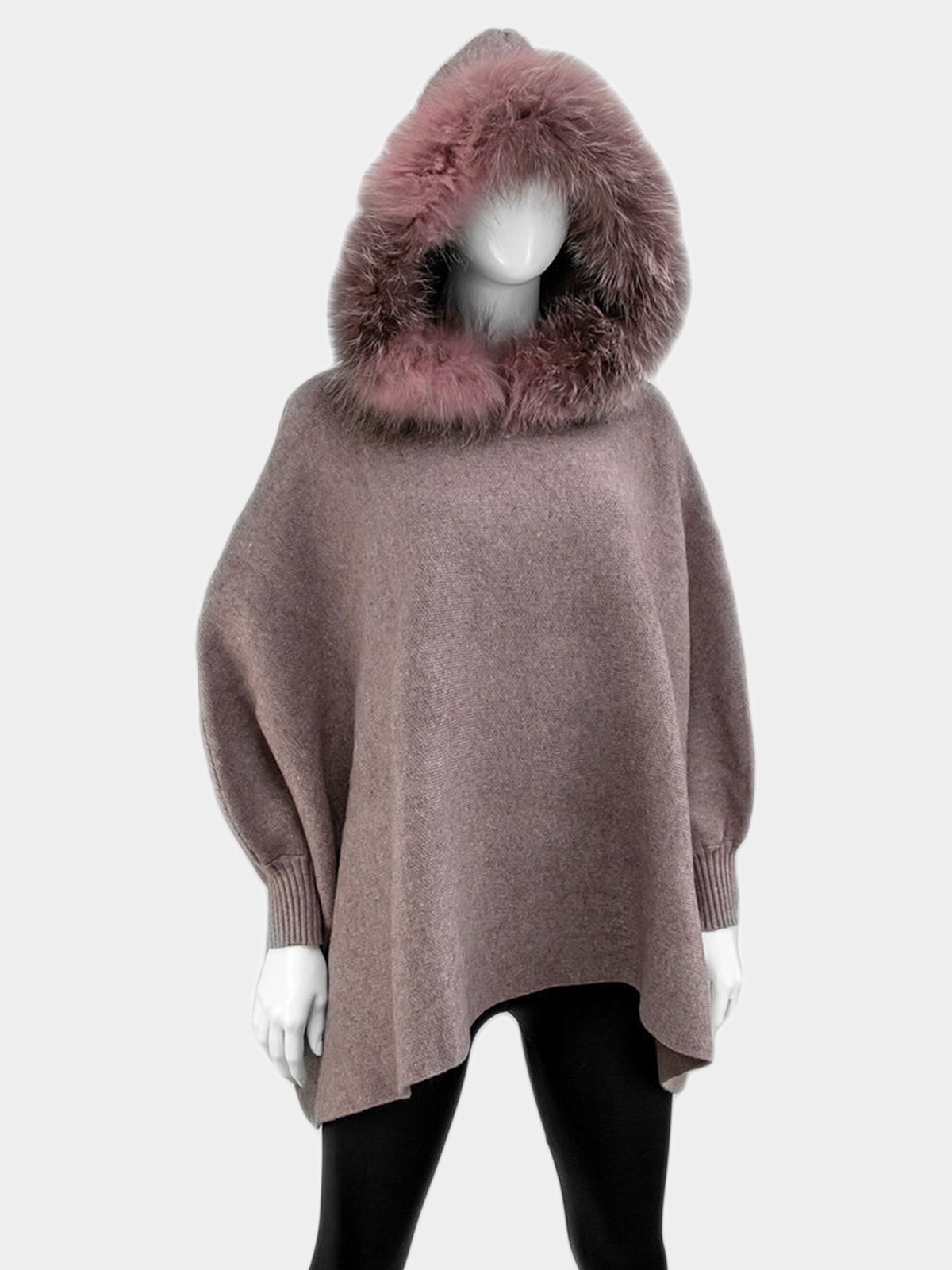 Woman's New Dusty Pink Knitted Cotton Poncho