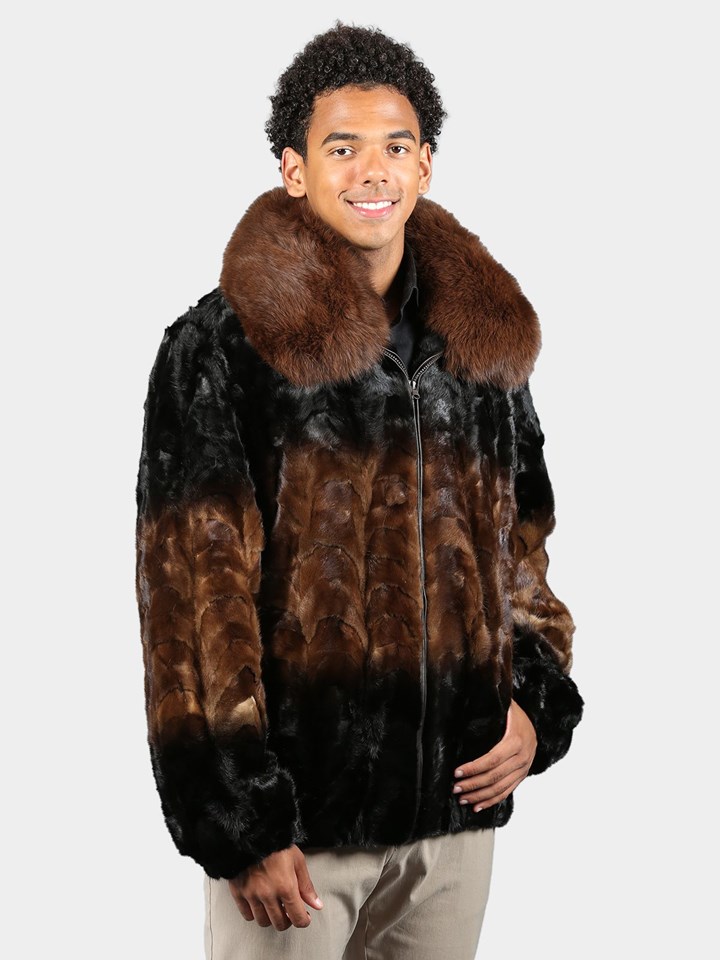 Man's Brown Degrade Mink Fur Jacket