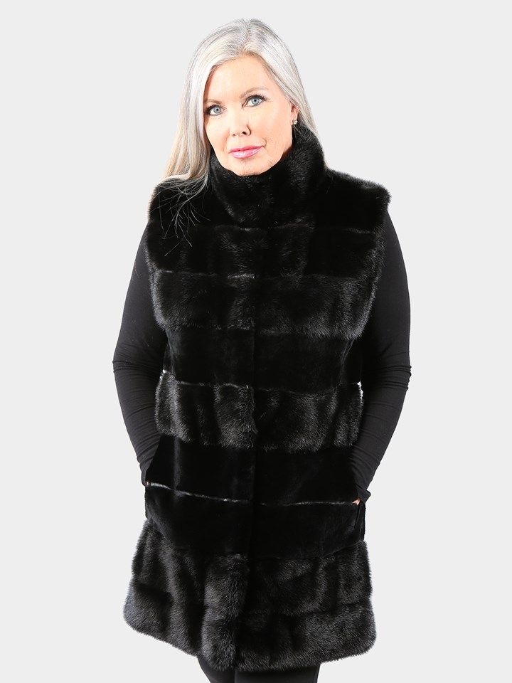 Woman's Black Cashmere and Mink Fur Vest