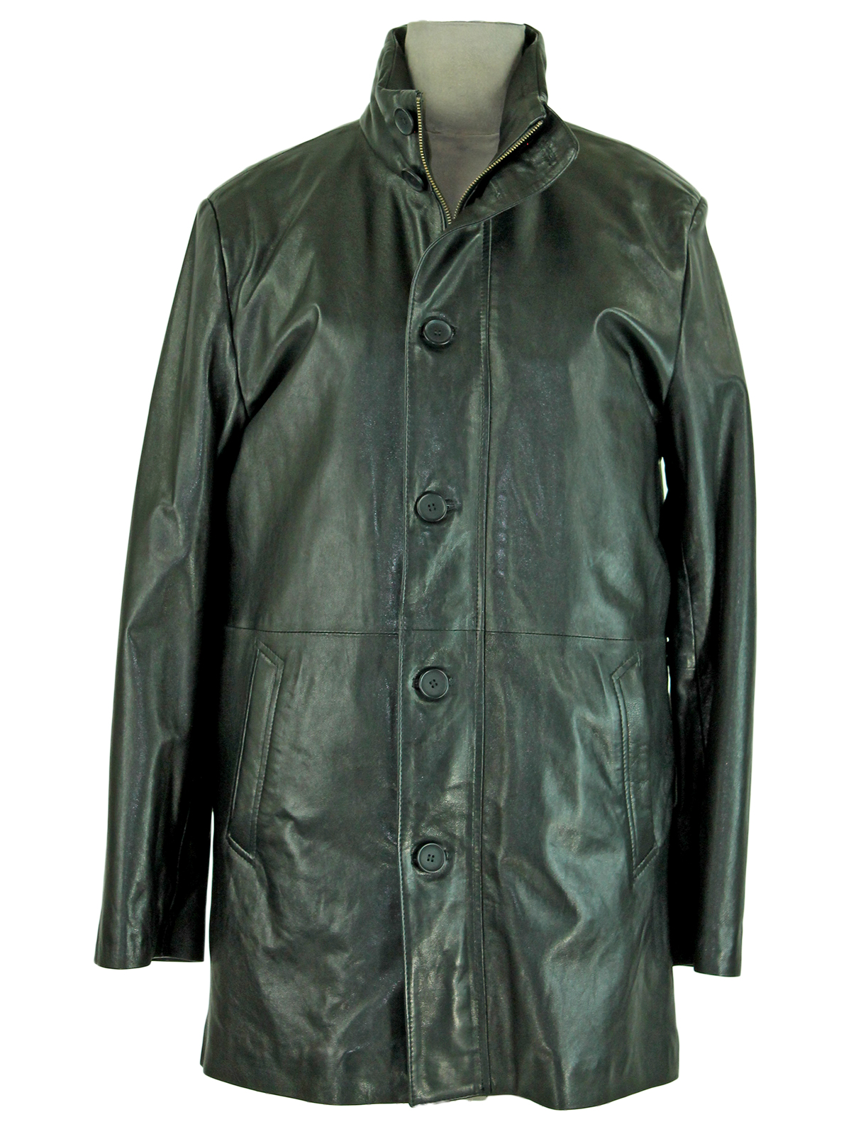 Black Leather Coat - Men's Leather Coat (M)| Day Furs