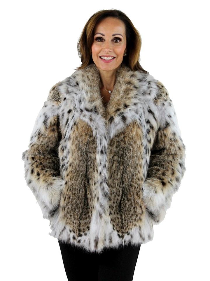 Woman's Natural Cat Lynx Fur Jacket