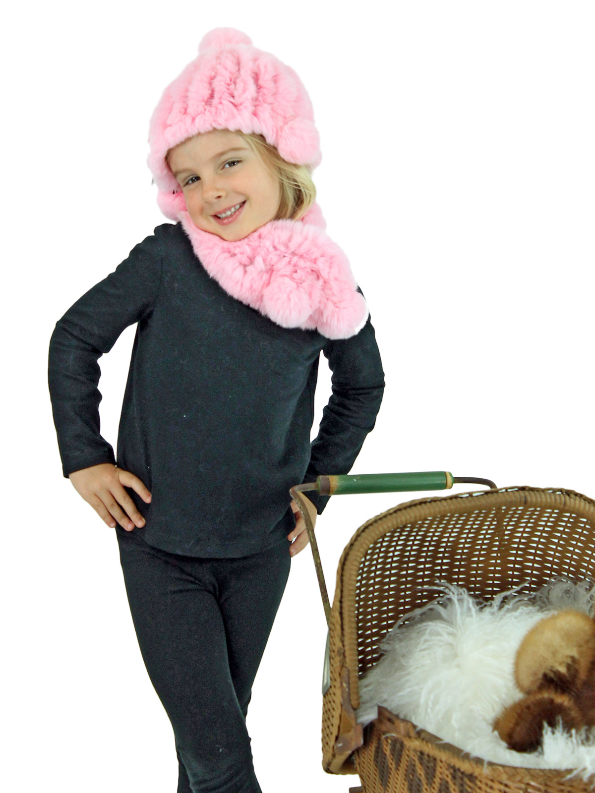 fur hat with scarf