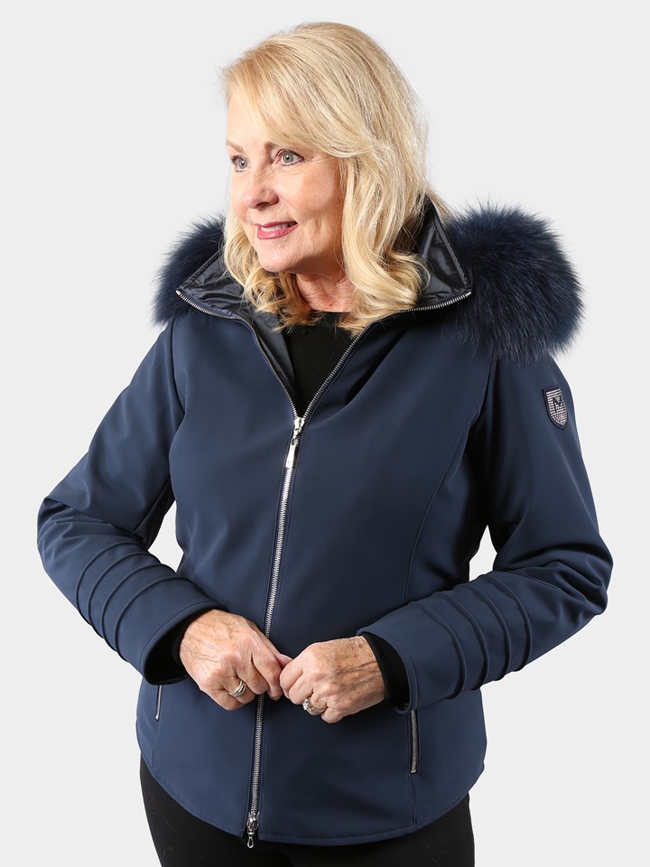 Woman's M. Miller Navy Ski Jacket with Detachable Hood