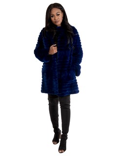 Women's Royal Blue Rex Rabbit Fur Stroller