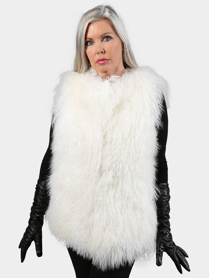 Woman's White Tibetan Lamb Fur Vest