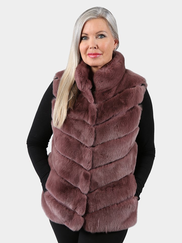 Woman's Burgundy Rex Rabbit Fur Vest