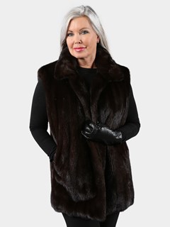 Woman's Mahogany Mink Fur Reversible Vest