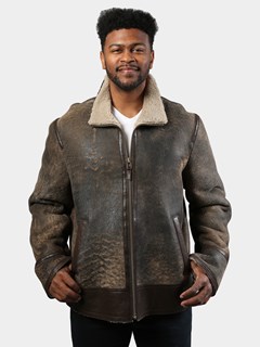 Man's Vintage Sand Shearling Leather Jacket