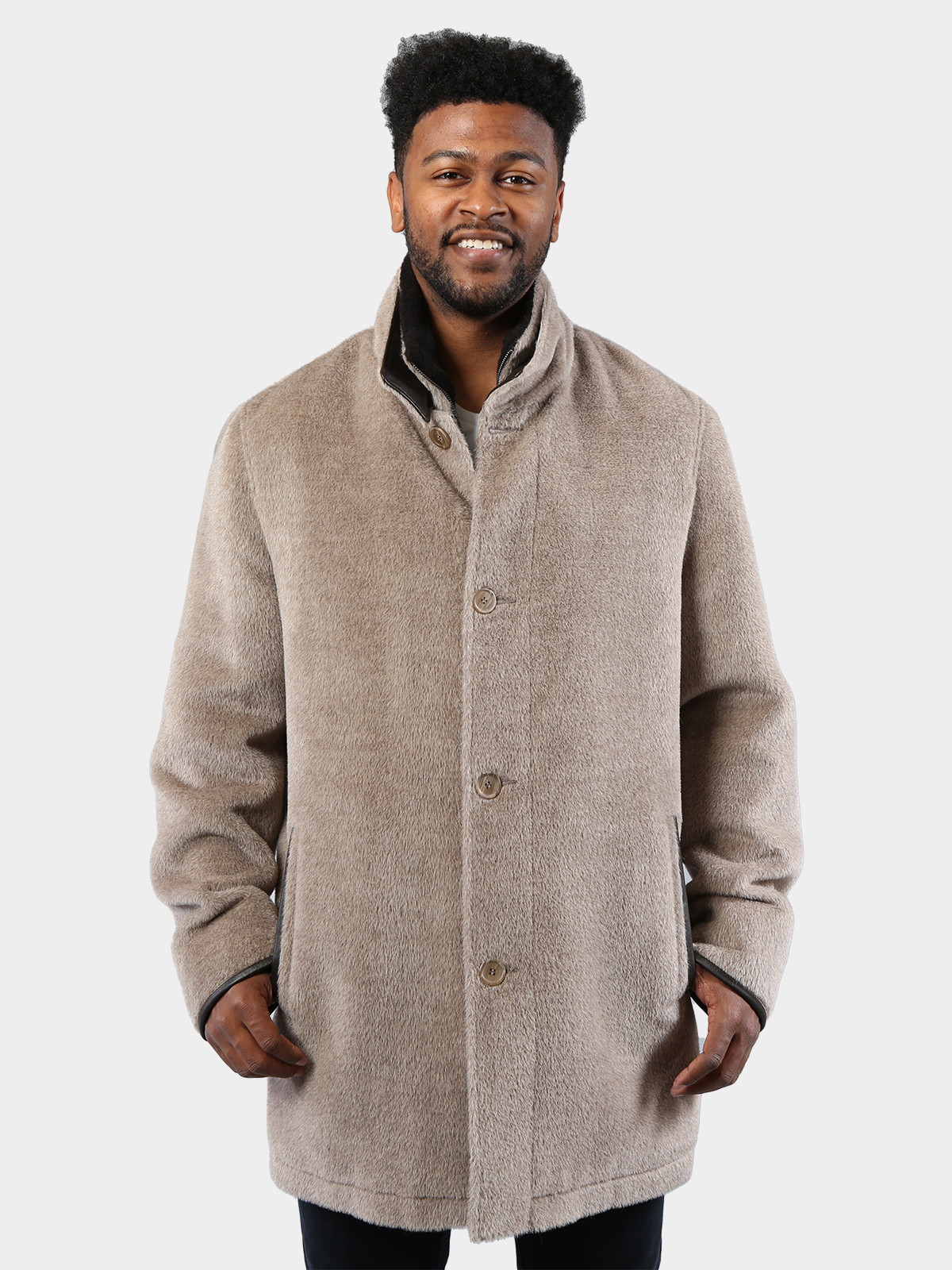 Men's Tan Suri Alpaca Wool Coat - Day Furs