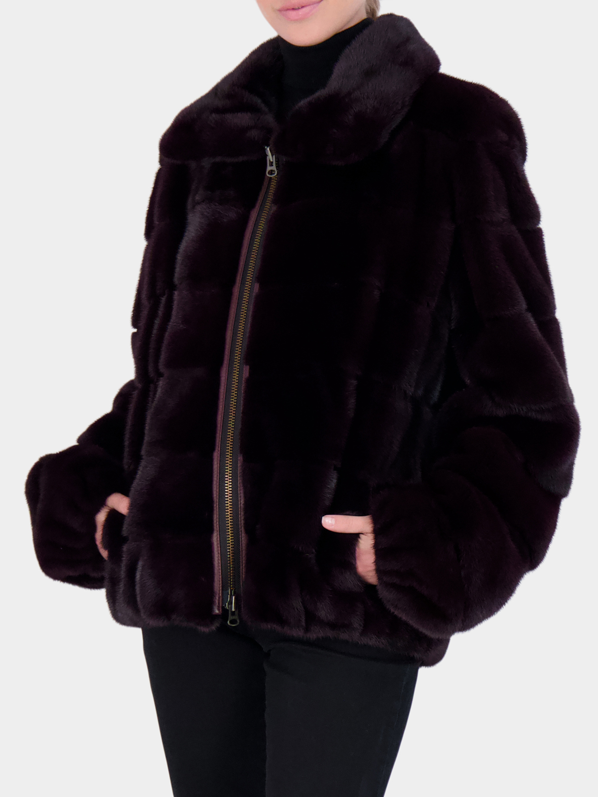 Burgundy sales mink coat