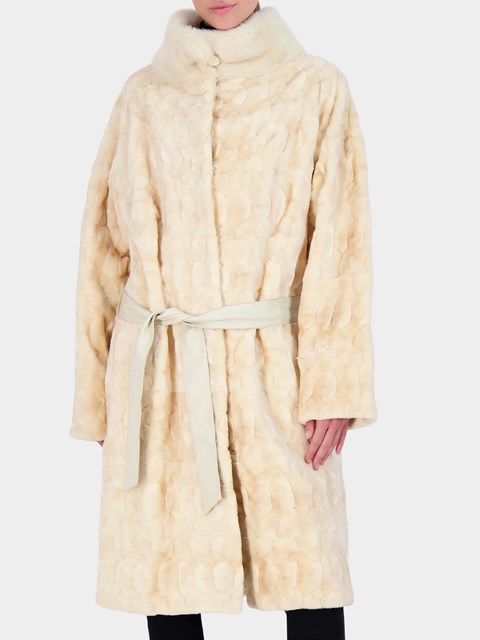 Woman's Gorski Pearl Mink Fur Sections Short Coat