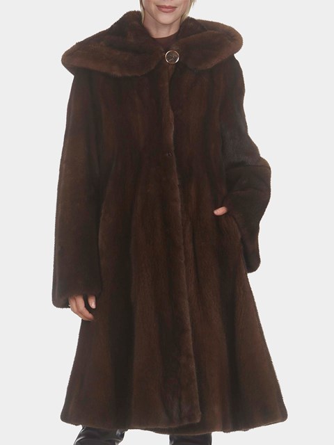 Woman's Gorski Scanbrown Mink Fur 7/8 Coat