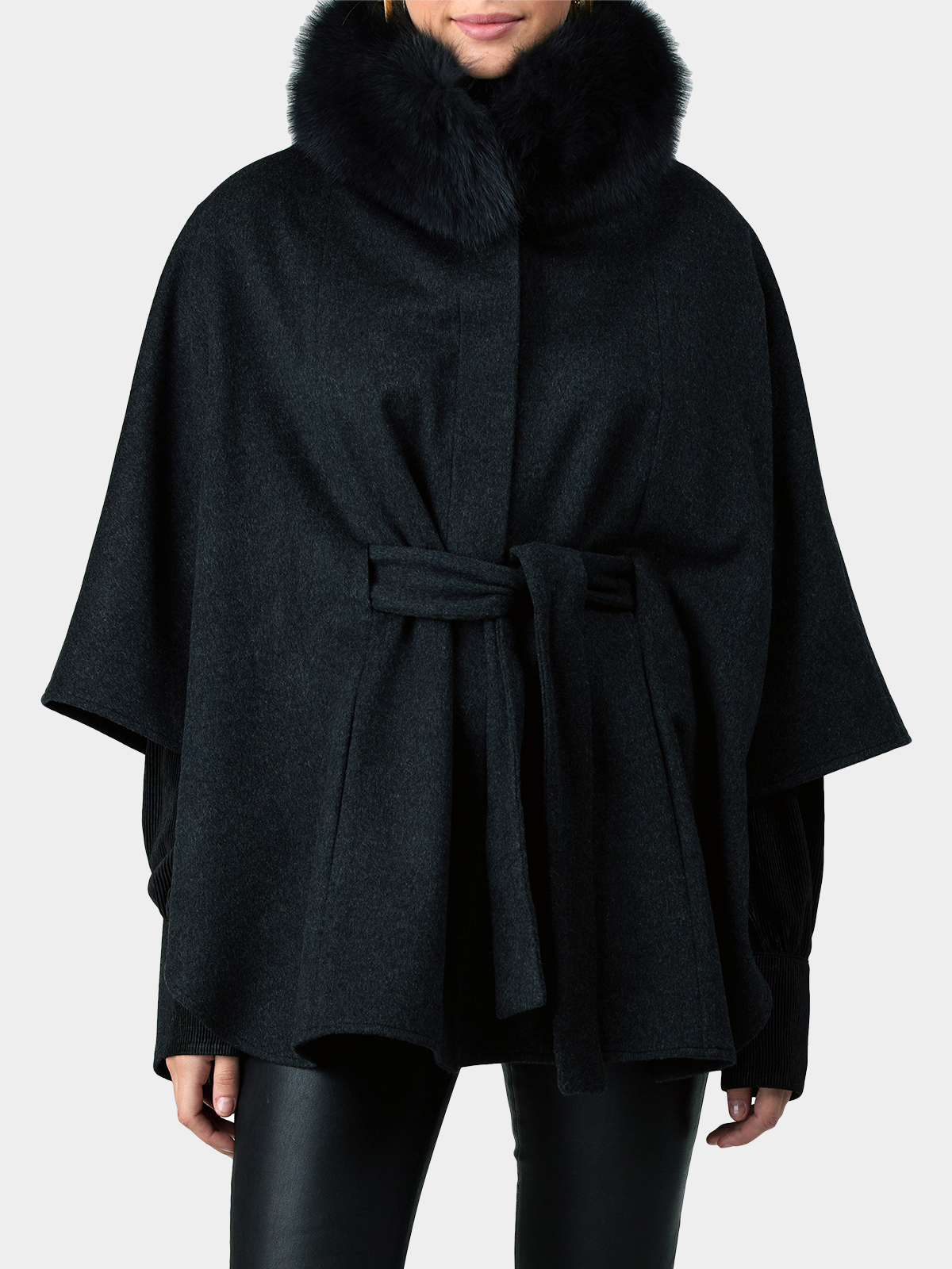 wool belted cape