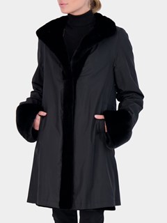 Woman's Black Let Out Sheared Mink Fur Stroller