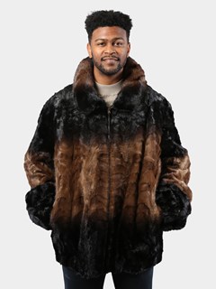 Man's Brown and Black Degradé Mink Fur Jacket