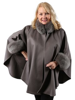 Woman's Taupe Cashmere and Fox Cape
