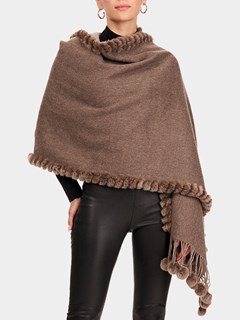 Woman's Mocha/Taupe Double Face Cashmere/Wool Wrap