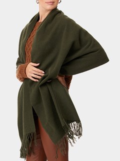 Woman's Green Wool and Cashmere Blend Wrap