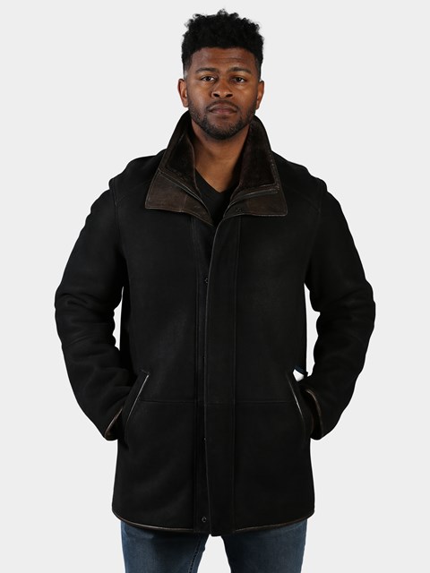 Man's Black Suede Shearling Jacket