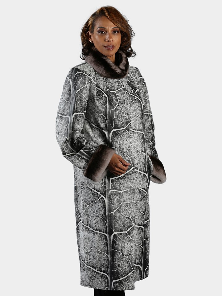 Woman's Ice Marble Leather Coat