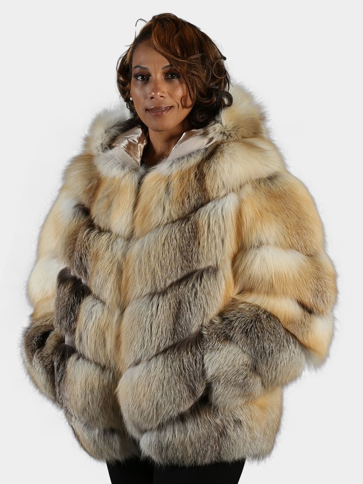 Woman's Natural Golden Isle Fox Fur Jacket