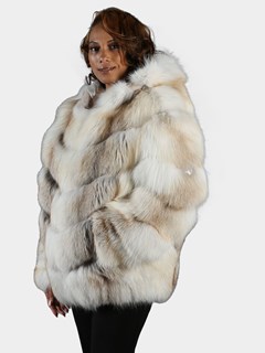 Woman's Natural Golden Isle and Shadow Fox Fur Jacket