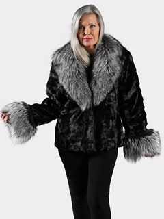 Woman's Black Section Mink Fur Jacket