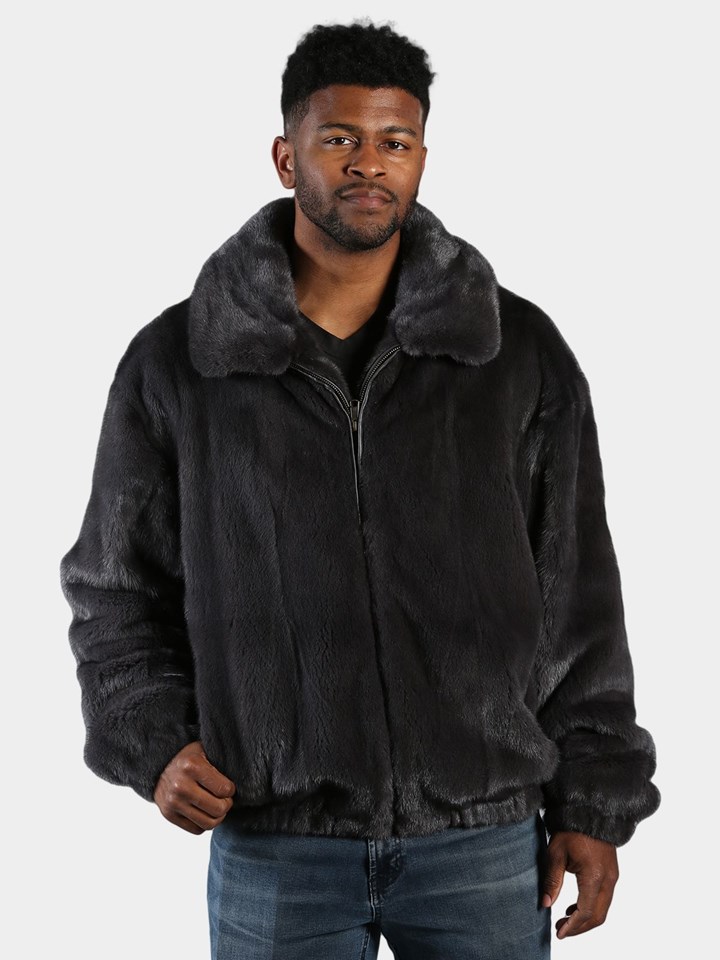 Man's Natural Blue Iris Mink Fur Jacket