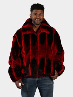 Man's Red Rex Rabbit Fur Jacket