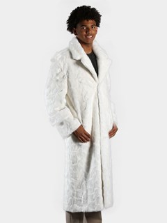 Man's White Mink Section Full Length Fur Coat