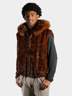 Man's Whiskey Diamond Mink Fur Vest