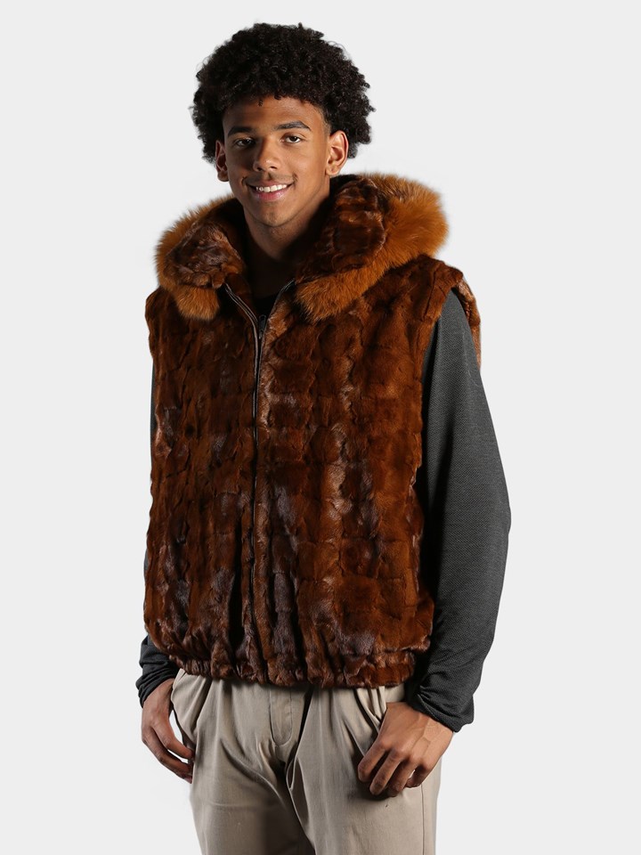 Man's Whiskey Diamond Mink Fur Vest