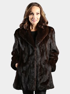 Woman's Mahogany Female Mink Fur Jacket