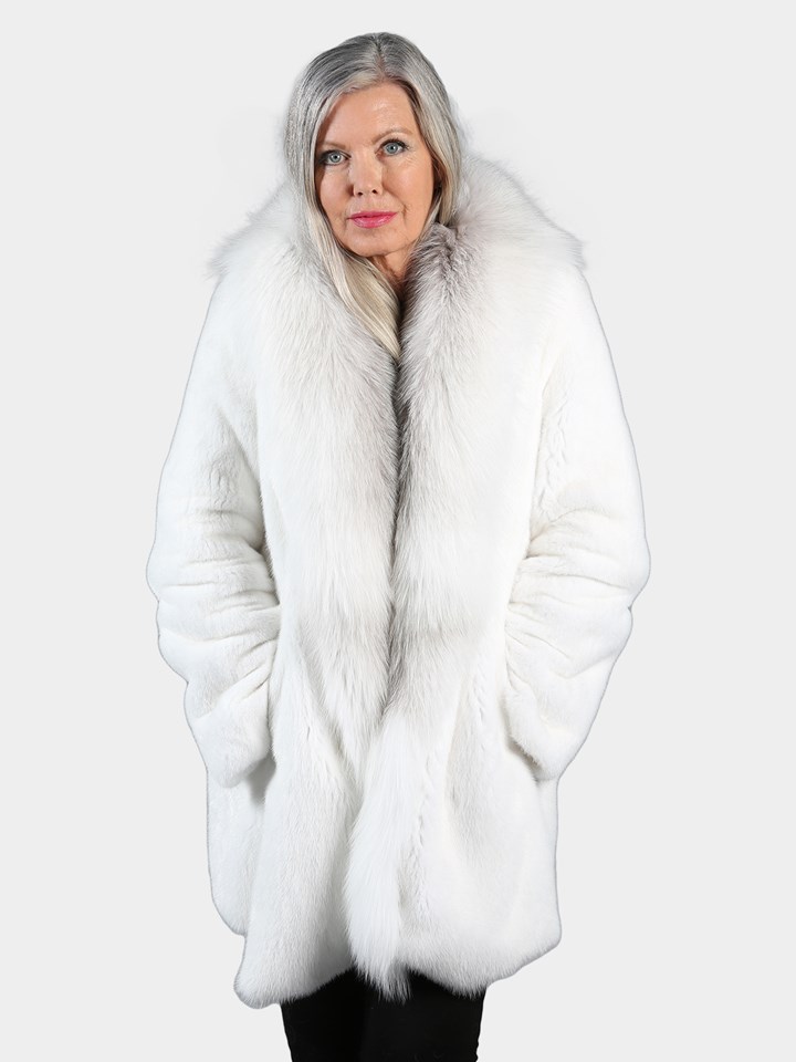 Woman's White Mink and Platinum Fox Fur Swing Stroller