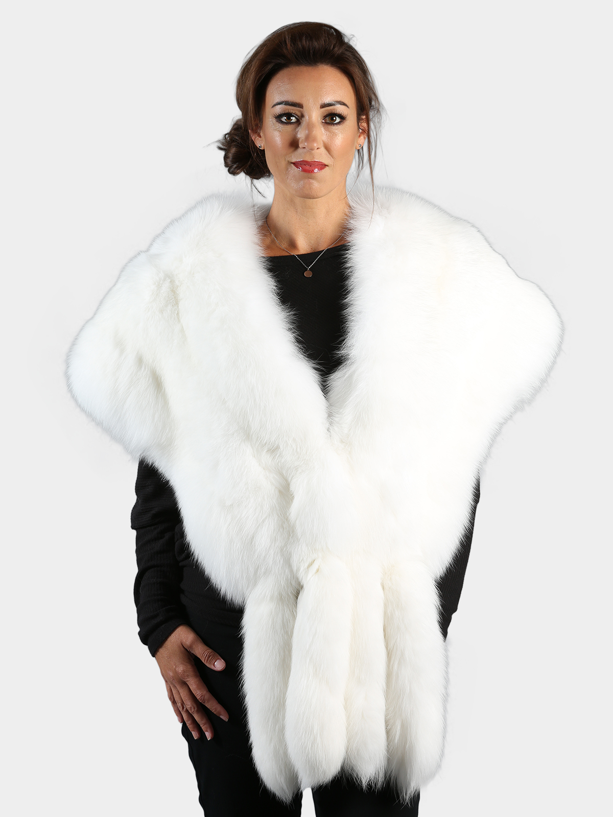 White Fox Fur Jacket- Shawl Collar