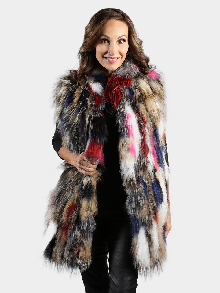 Woman's Multicolor Fox and Rex Rabbit Fur Vest - Out of Stock - available via special order only - contact sales@dayfurs.com 