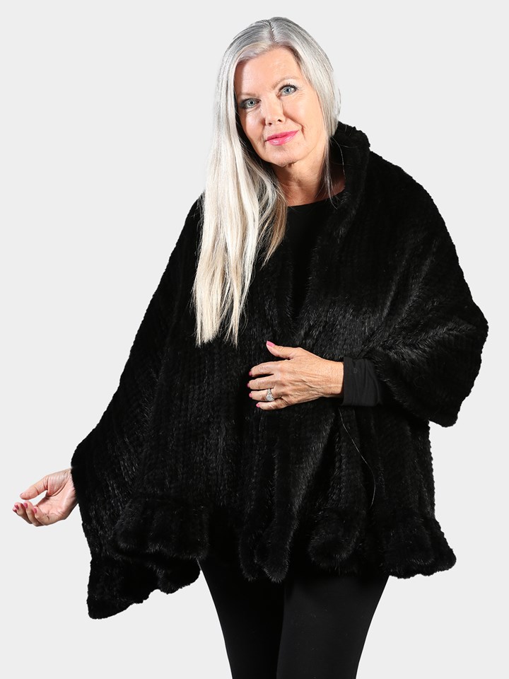 Woman's Black Knitted Mink Fur Stole