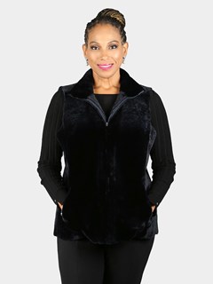 Woman's Navy Astra Shearling Vest