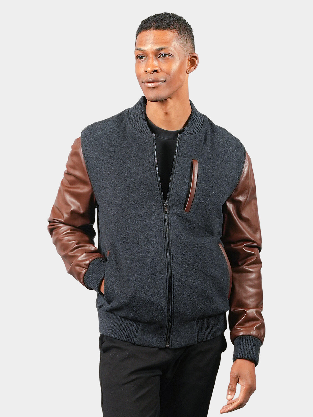 Man's Wool and Leather Jacket