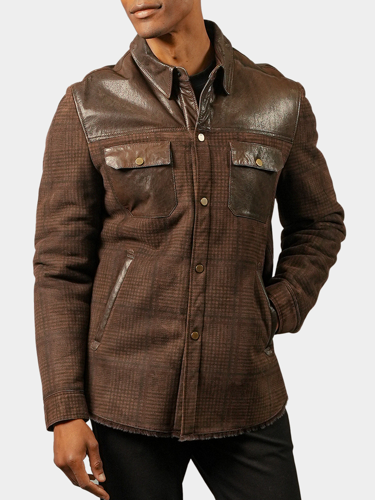 Man's Shearling Lamb Jacket with Leather Trim